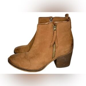 Blondo Siena Brown Suede Nubuck Western Side Zip-up Ankle Bootie Size 9